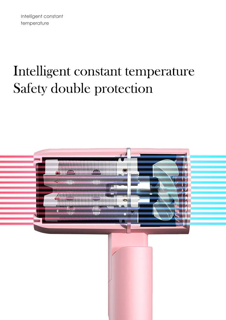 Mini sèche-cheveux pliable 750W avec sac de transport