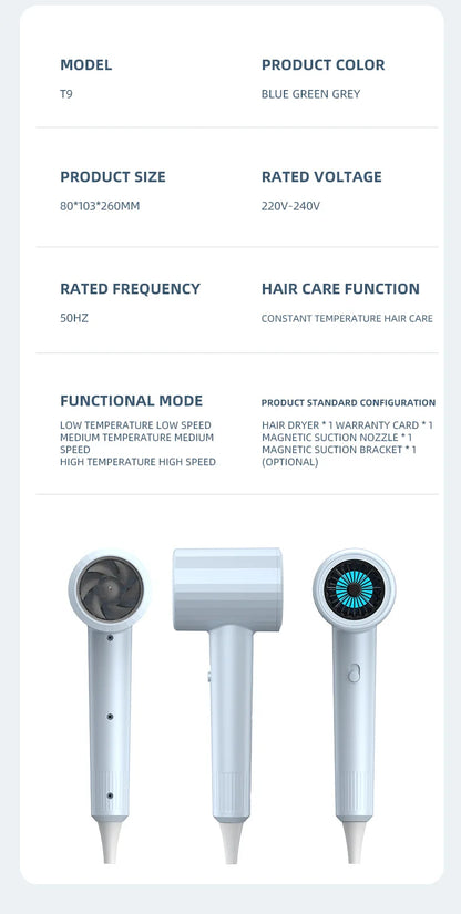 Mini sèche-cheveux pliable 750W avec sac de transport