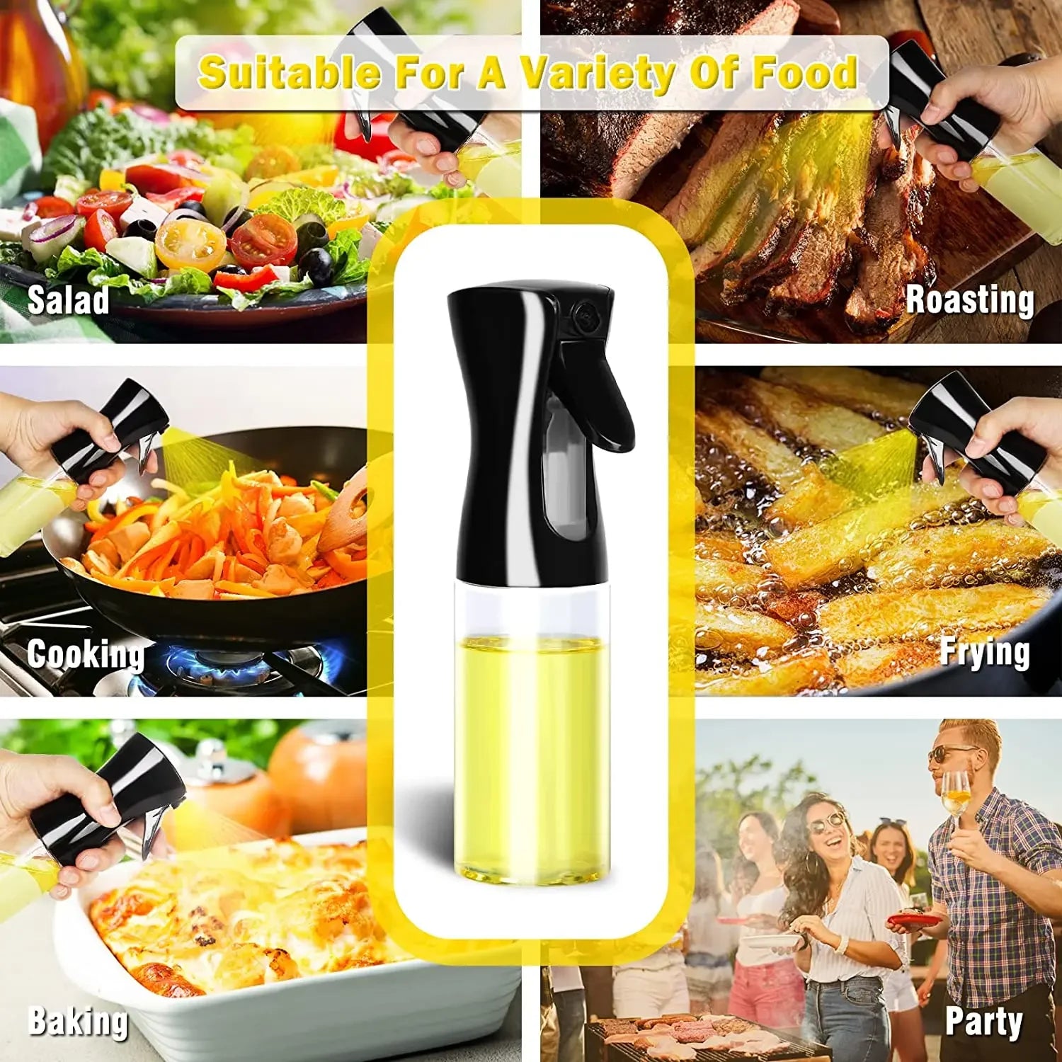 Bouteille de pulvérisation d'huile en plastique, vaporisateur d'huile, 200/300/500ml