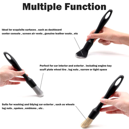 3/5PCS Car Detailing Brush Set Car Exterior Interior Boar Hair Bristle Brushes Dashboard Air Outlet Cleaning Brushes Tools